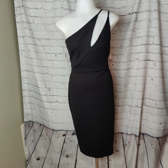 Chloe Kristyn Nicole Black One Shoulder Dress NWT Size Medium MSRP $328 - Picture 2 of 12